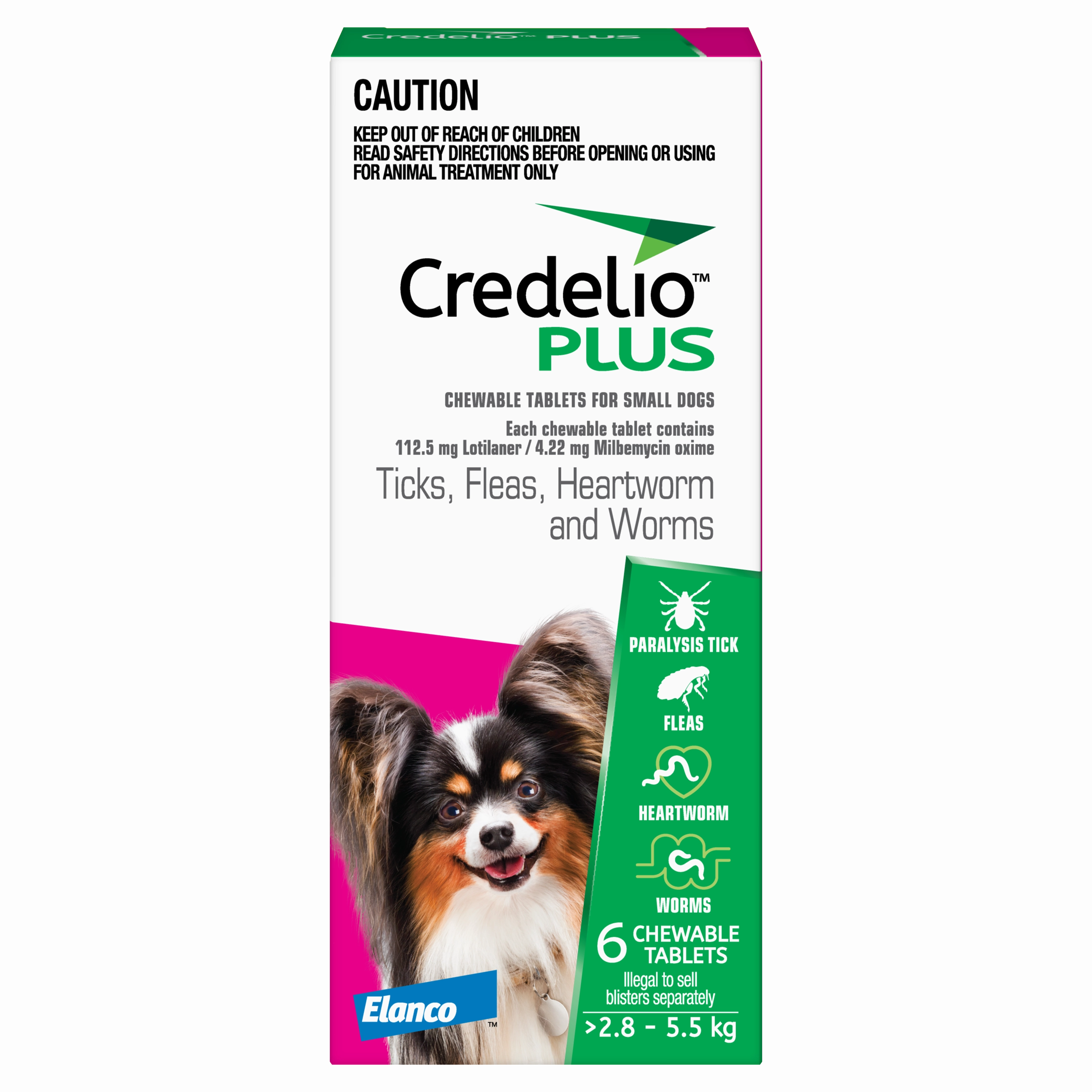 Credelio Plus - Chewable Tablets for Small Dogs (2.5-5.5kg) (6pk)