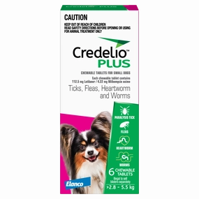 Credelio Plus - Chewable Tablets for Small Dogs (2.5-5.5kg) (6pk)