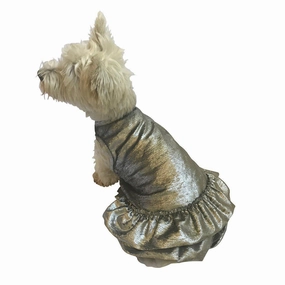 Crushing On You Dog Dress Silver Metallic Velvet
