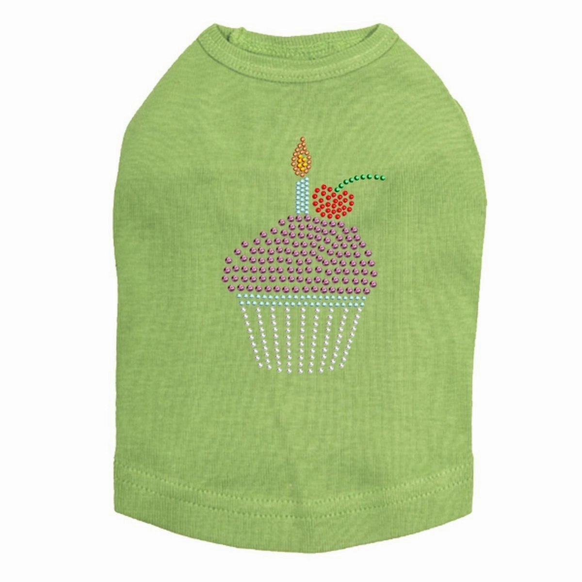 Cupcake With Candle Rhinestone Dog Tank