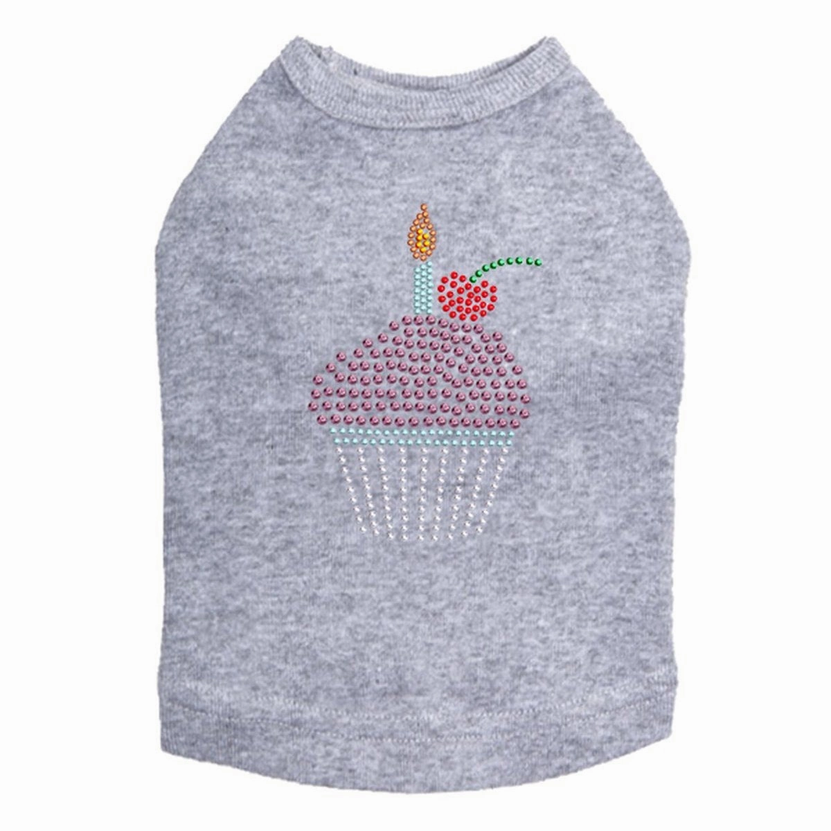 Cupcake With Candle Rhinestone Dog Tank