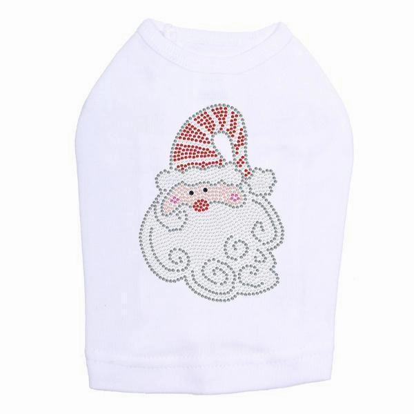 Curly Beard Santa Rhinestone Dog Tank