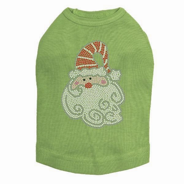 Curly Beard Santa Rhinestone Dog Tank