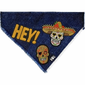 Custom Day Of The Dead Denim Dog Bandana