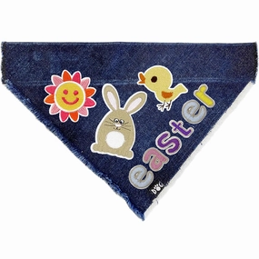 Custom Easter Bunny With Chick Denim Dog Bandana