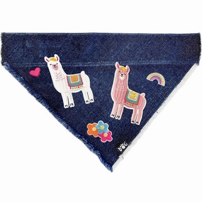 Custom Llama Denim Dog Bandana