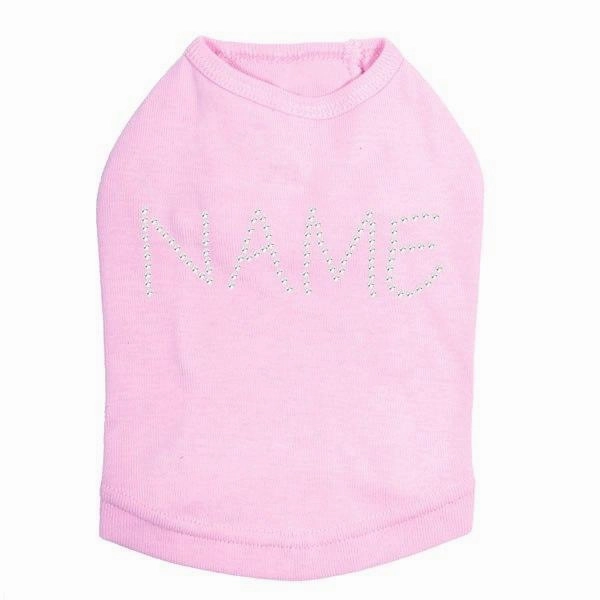 Custom Name Clear Rhinestone Dog Tank