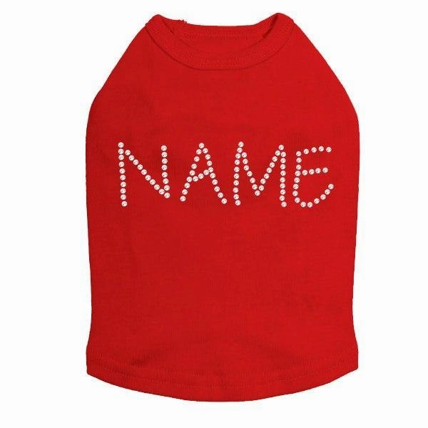 Custom Name Clear Rhinestone Dog Tank
