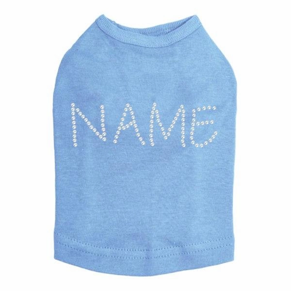 Custom Name Clear Rhinestone Dog Tank
