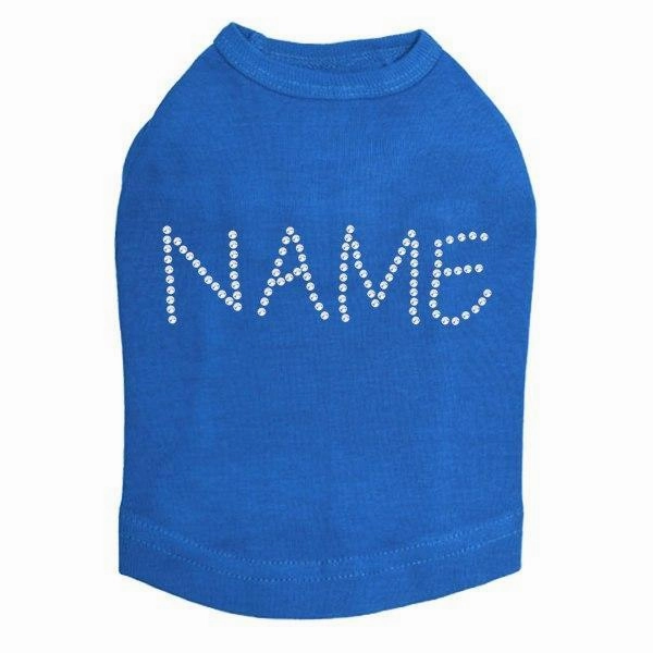 Custom Name Clear Rhinestone Dog Tank
