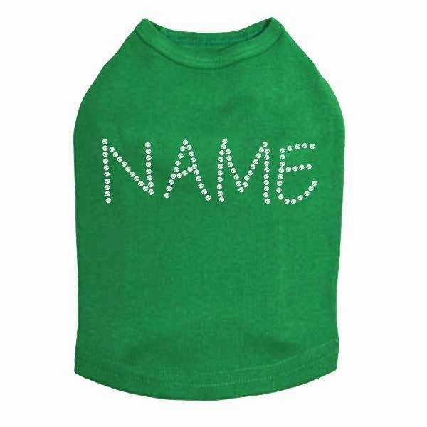 Custom Name Clear Rhinestone Dog Tank