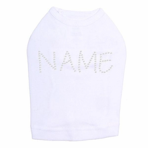 Custom Name Clear Rhinestone Dog Tank