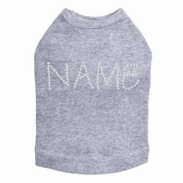 Custom Name Clear Rhinestone Dog Tank