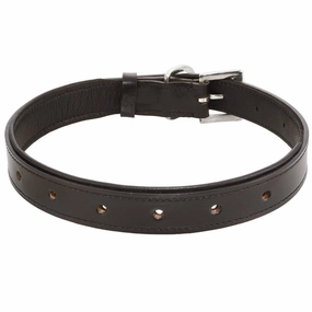 Customizable Charm Leather Dog Collar Black