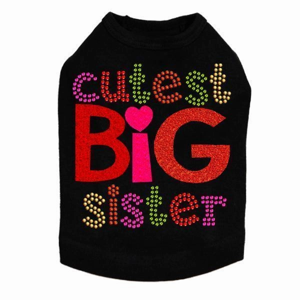 Cutest Big Sister Rhinestone Dog Tank