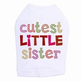 Cutest Little Sister Rhinestone Dog Tank