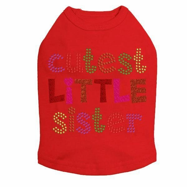 Cutest Little Sister Rhinestone Dog Tank