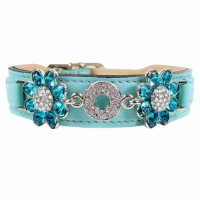 Daisy Collection Dog Collar Turquoise/Nickel