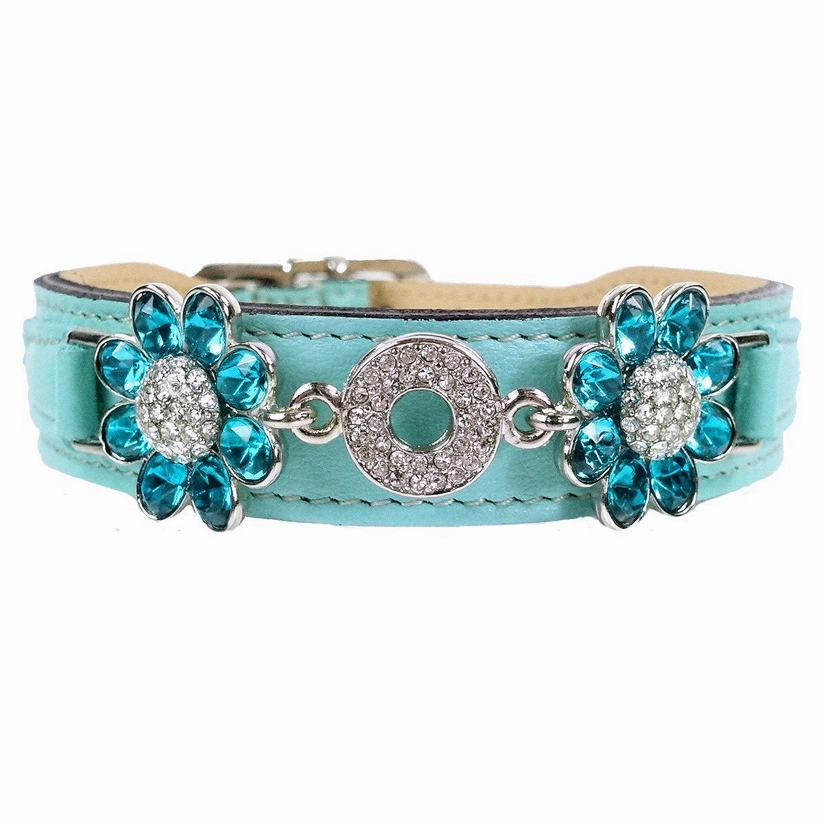 Daisy Collection Dog Collar Turquoise/Nickel