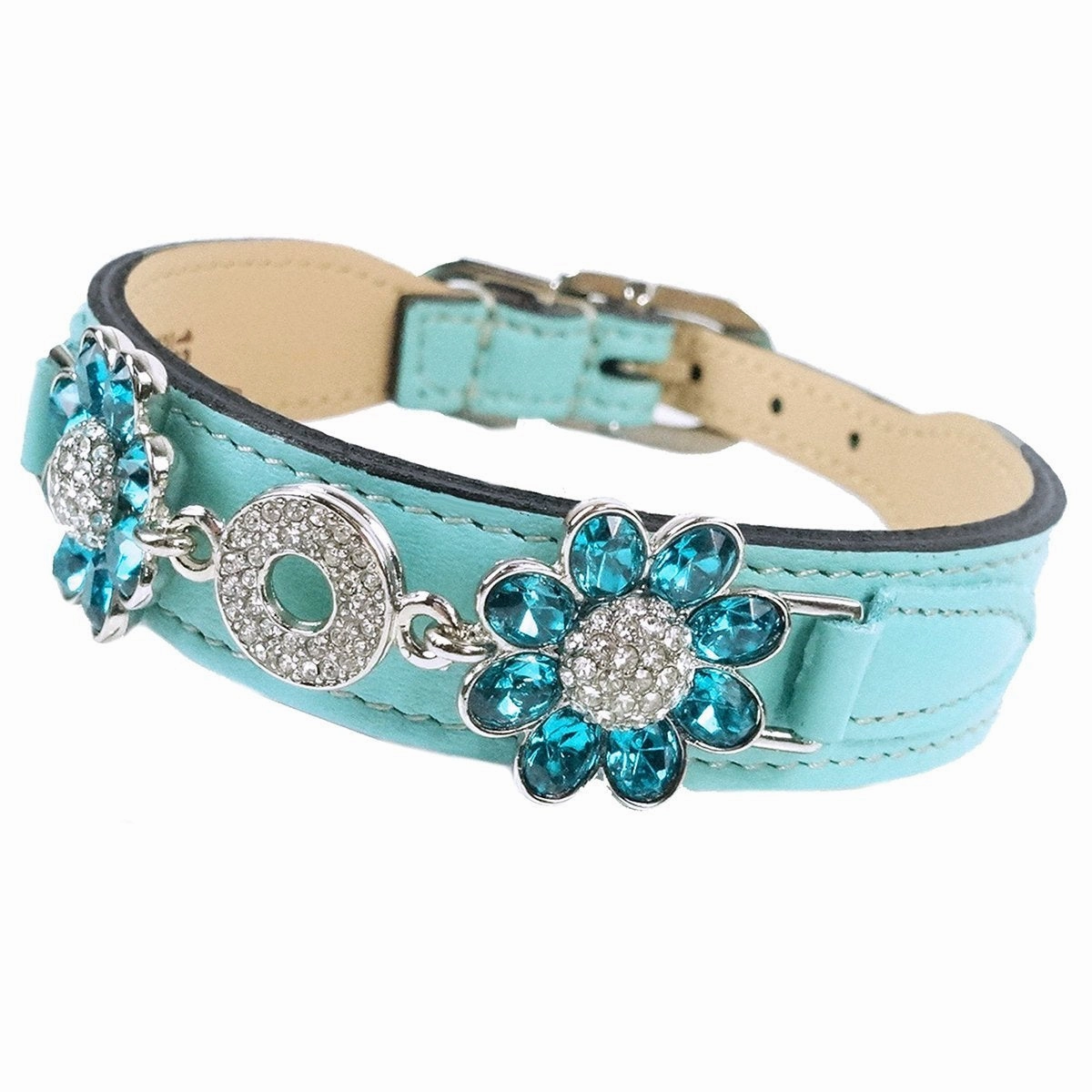 Daisy Collection Dog Collar Turquoise/Nickel