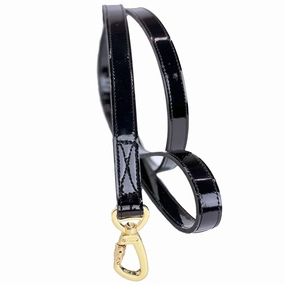 Daisy Collection Dog Leash Black Patent/Black Diamond/Gold