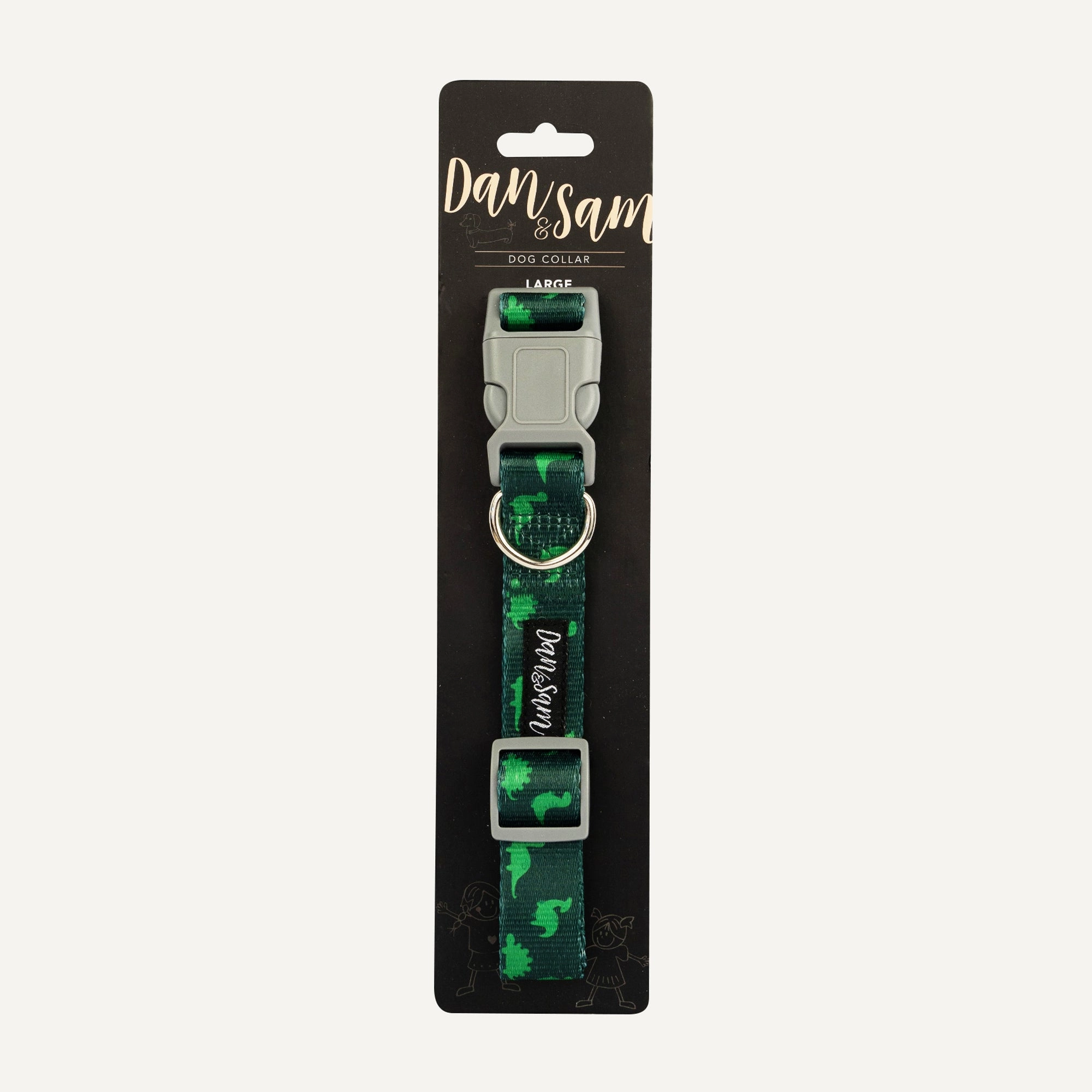 Dan & Sam - Dog Collar (Dinosaur Land) - Large