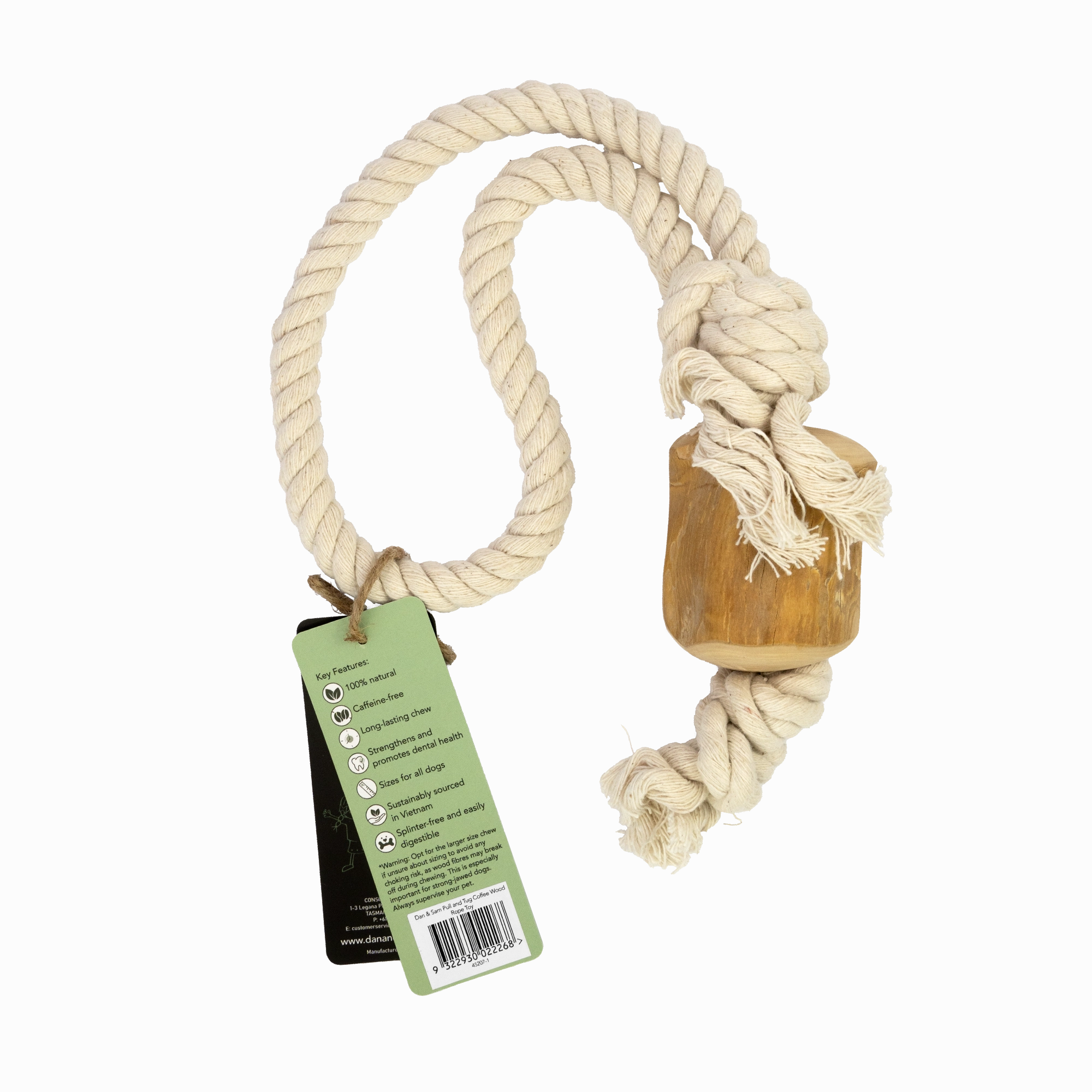 Dan & Sam - Pull and Tug Coffee Wood Rope Toy