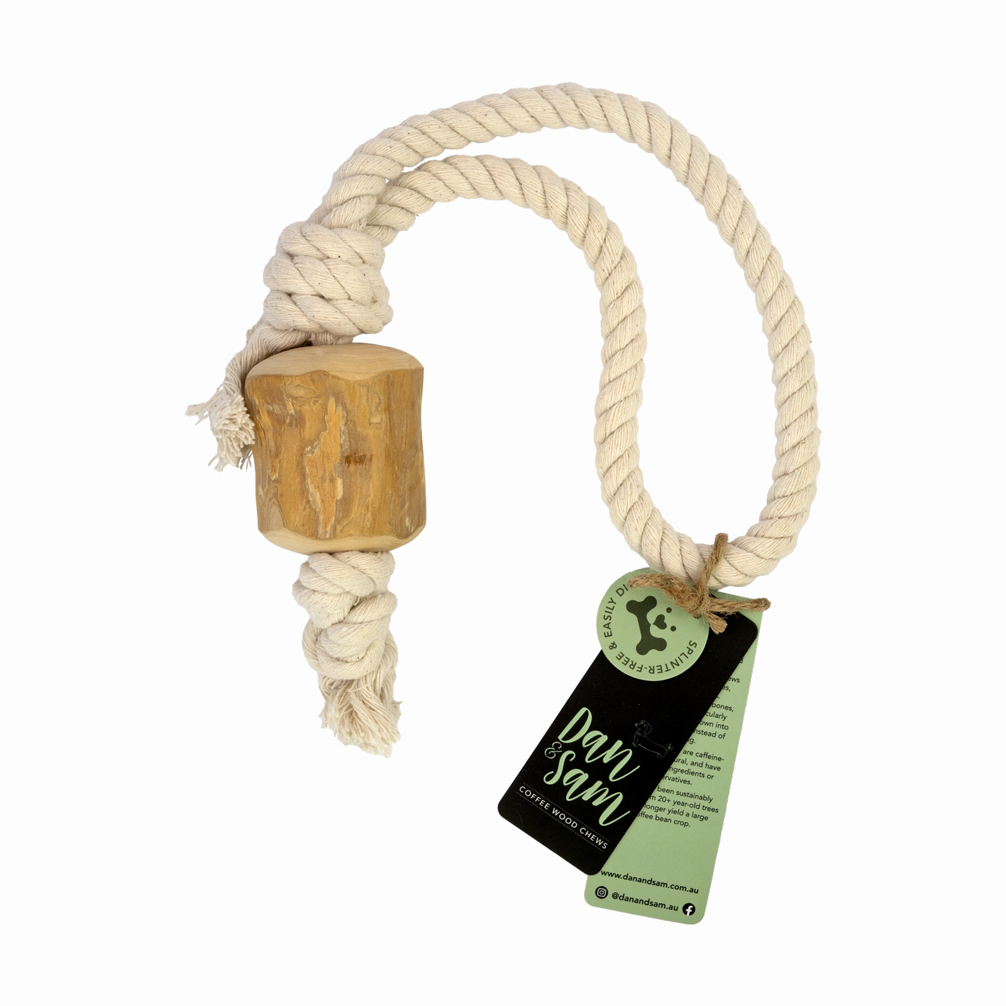 Dan & Sam - Pull and Tug Coffee Wood Rope Toy