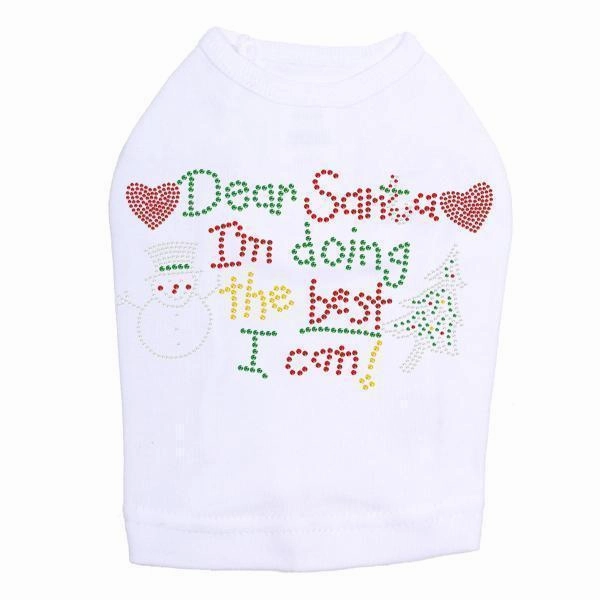 Dear Santa Rhinestone Dog Tank