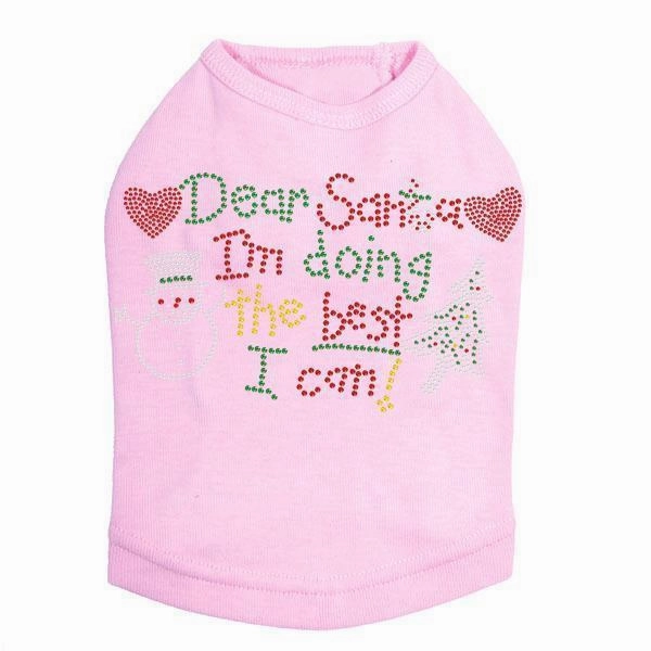 Dear Santa Rhinestone Dog Tank