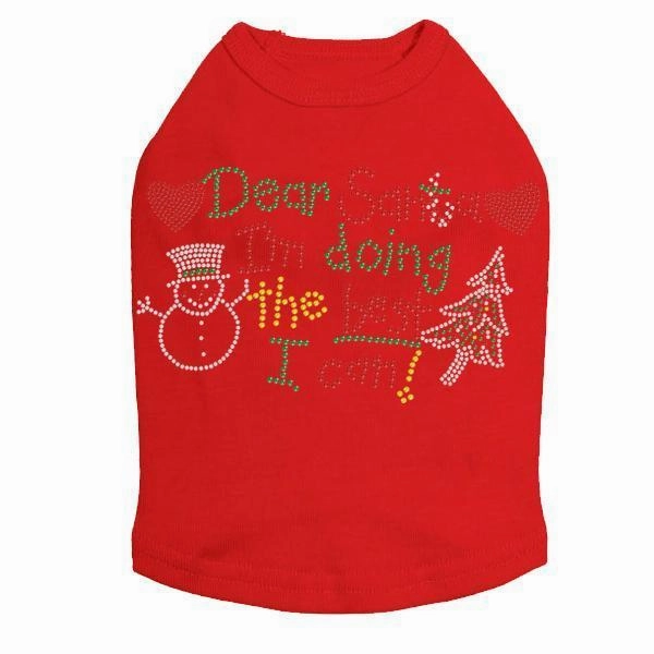 Dear Santa Rhinestone Dog Tank