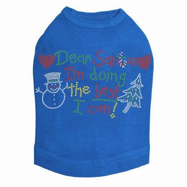 Dear Santa Rhinestone Dog Tank