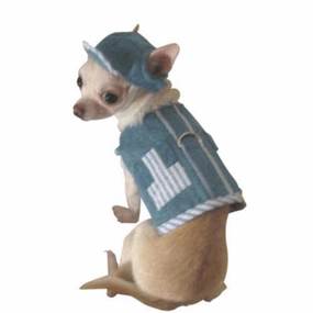 Denim Little Stripe Dog Harness Vest Set