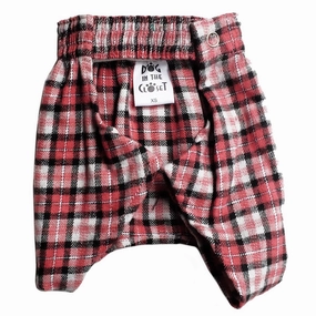 Dog Boxer Shorts Grey/Red/Black Plaid Flannel