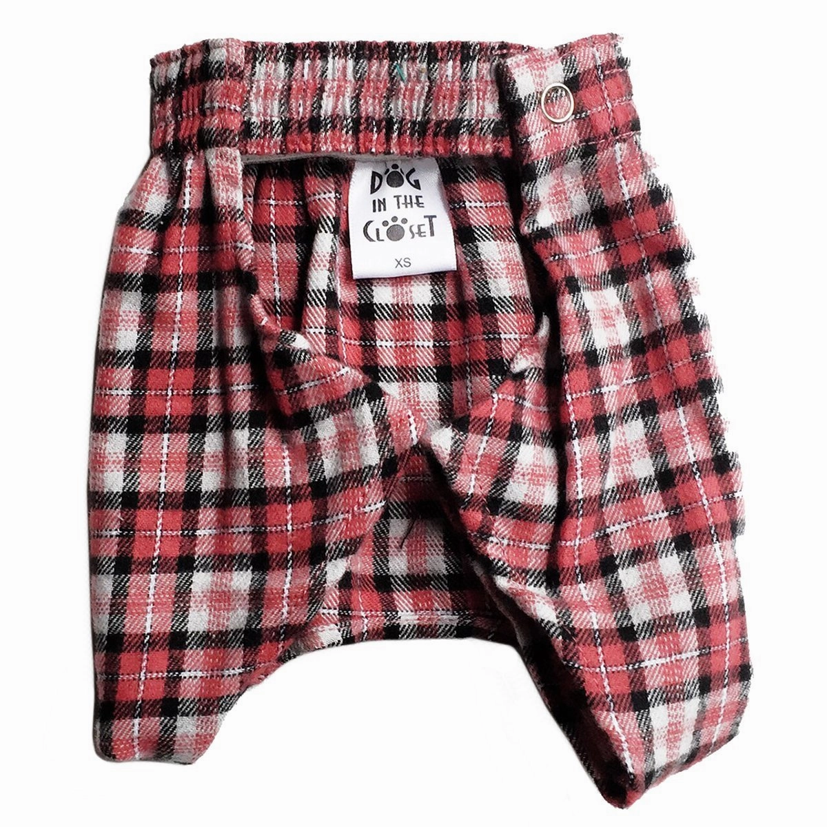 Dog Boxer Shorts Grey/Red/Black Plaid Flannel