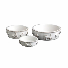 Dog Food/Water Bowl French White