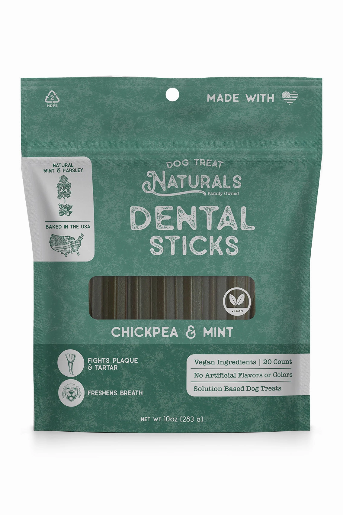 Dog Treat Naturals Mint and Chickpea Dental Sticks