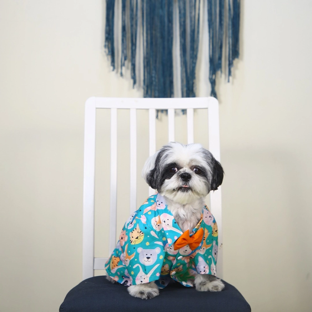 Dogobow Animal Print Shirt for Dogs (Teal)