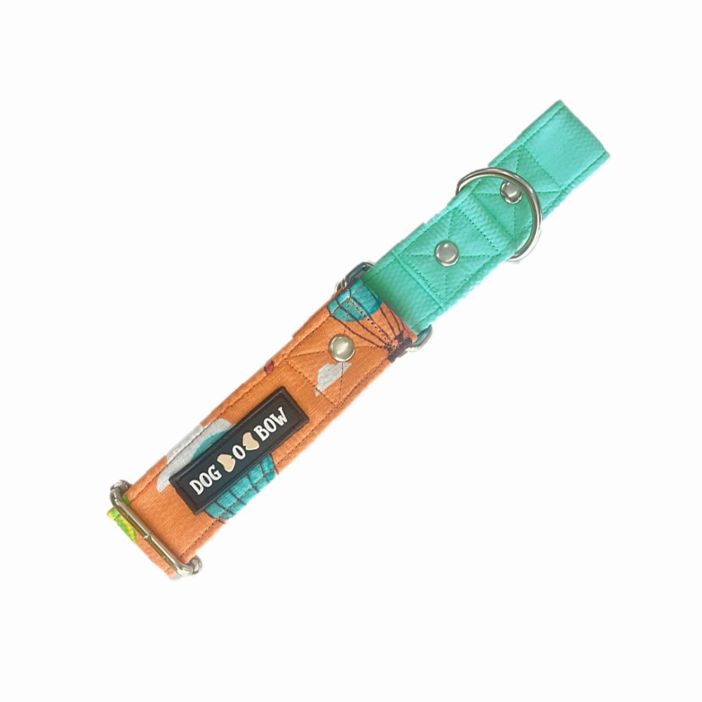 Dogobow Hot Air Ballon Print Martingale Collar for Dogs (Orange/Blue)