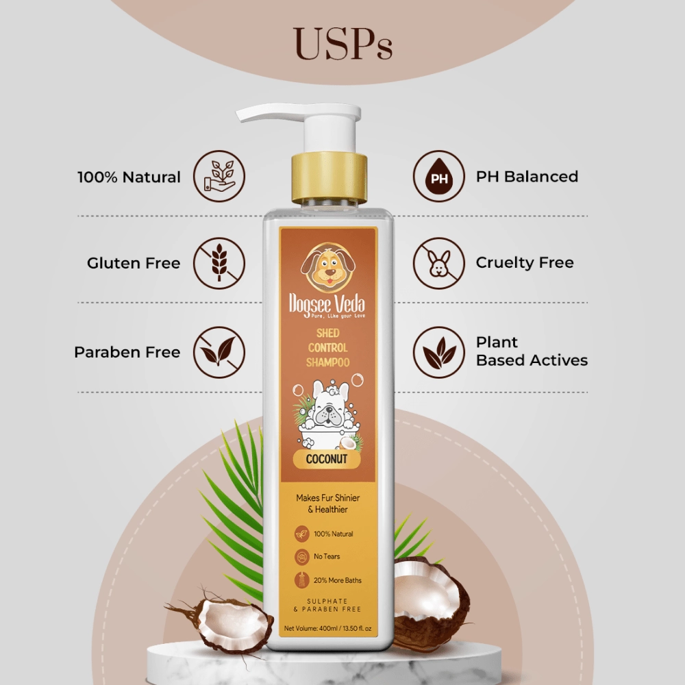 Dogsee Veda Shed Control Coconut Oil Shampoo for Dogs