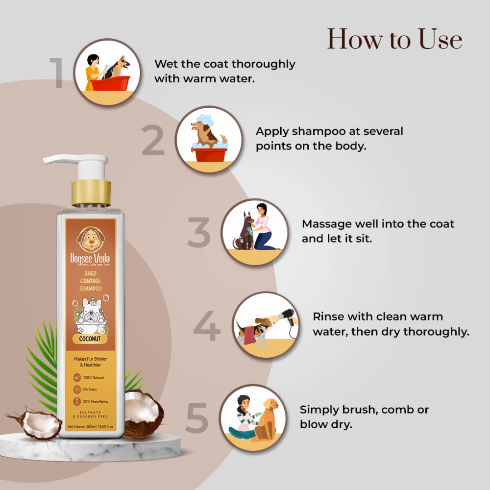 Dogsee Veda Shed Control Coconut Oil Shampoo for Dogs