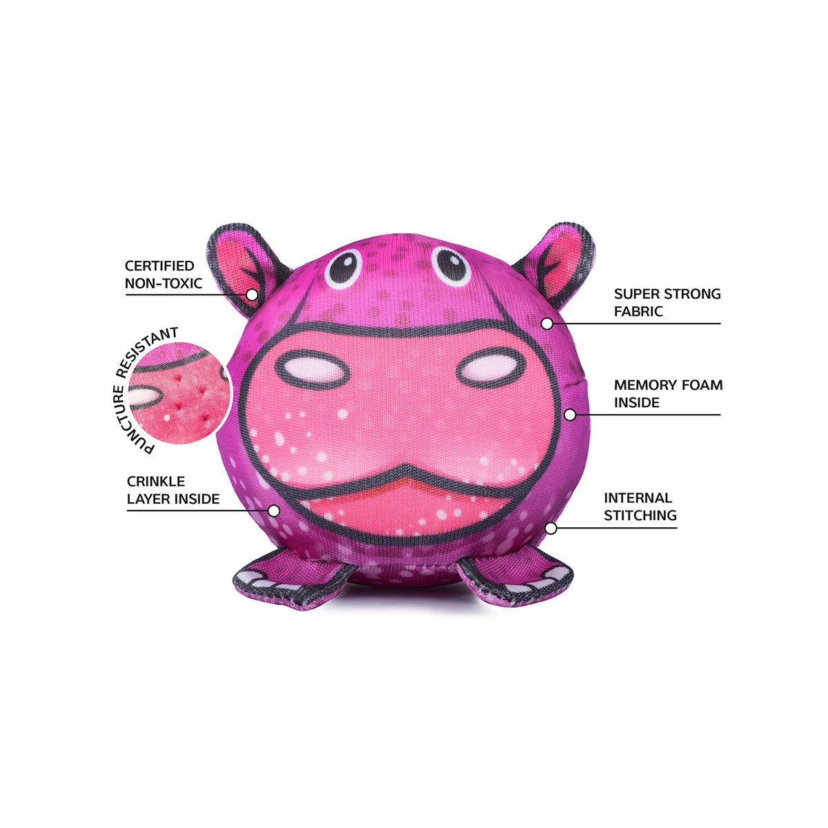 Durables Harry The Hippo Ball Dog Toy