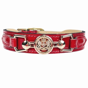 Dynasty Collection Dog Collar Red Patent/Light Rosy Gold