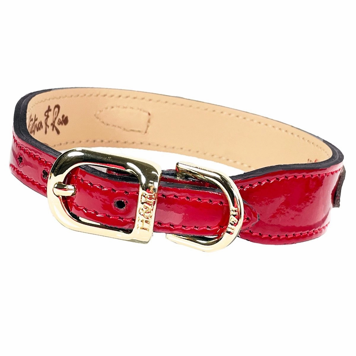 Dynasty Collection Dog Collar Red Patent/Light Rosy Gold