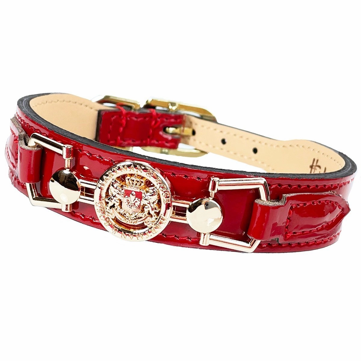 Dynasty Collection Dog Collar Red Patent/Light Rosy Gold