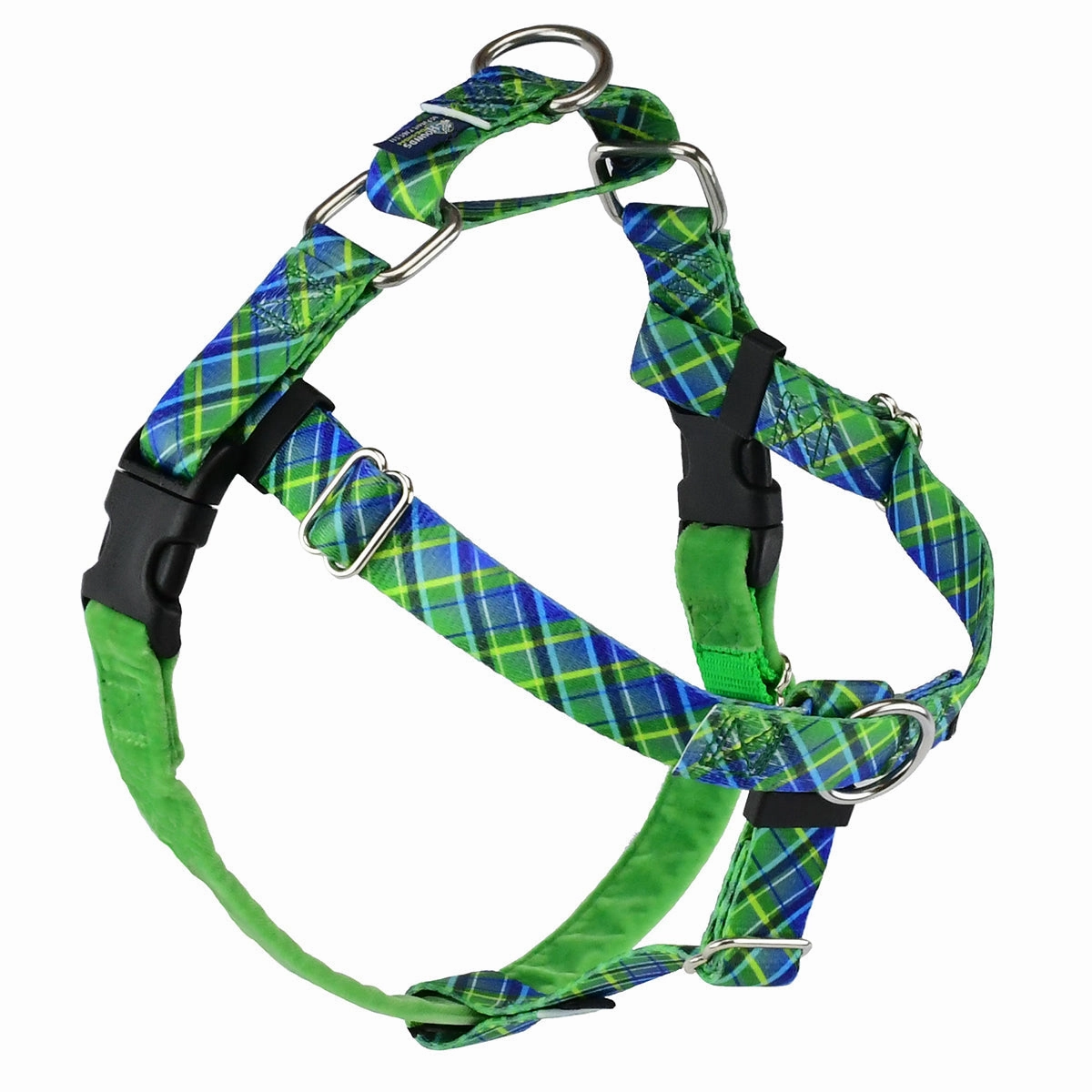 Electric Glow Green Plaid EarthStyle Freedom No-Pull Dog Harness