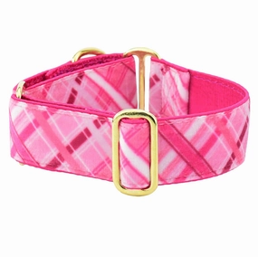 Elite Velvet Dog Collar Very Pink Plaid