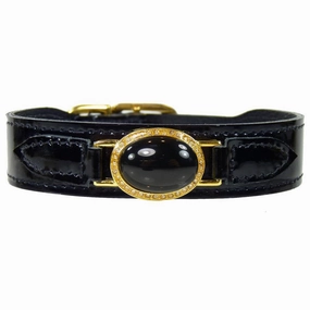 Estate Collection Dog Collar Black Patent/Gold