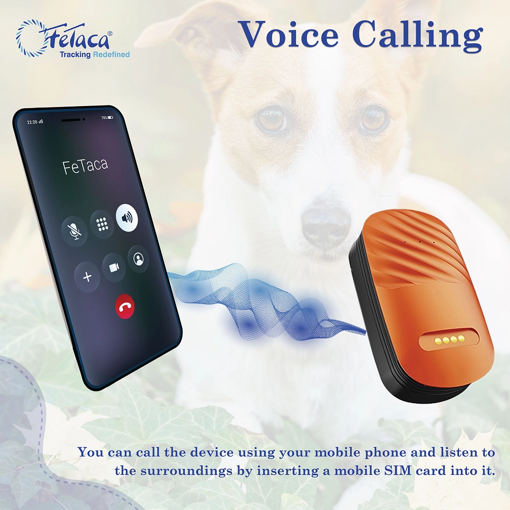 FeTaca Smart 4G GPS Tracker with Lifetime Free Tracking & 1 Year Data SIM Subscription for Dogs and Cats (Orange)
