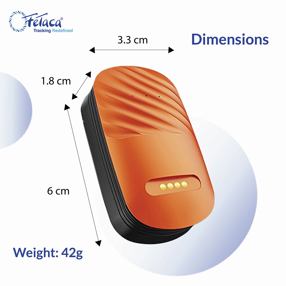 FeTaca Smart 4G GPS Tracker with Lifetime Free Tracking & 1 Year Data SIM Subscription for Dogs and Cats (Orange)